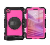 LAHDFKAJ For Lenovo Tab One 8.7 inch/K9 TB305FU 2025 Heavy Duty Shockproof TPU Case, Protective Cover W Screen Protector 360° Kickstand+Hand Strap+Shoulder Strap(Rose2)