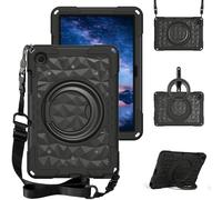 LAHDFKAJ For Samsung Galaxy Tab A11+ Plus 11 inch 2025 Case for Kids,Teens with Strap Handle and Rotating Stand Lightweight Shockproof Kids Friendly Cover with Kickstand & Shoulder Strap(Black)