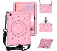 LAHDFKAJ For Samsung Galaxy Tab A11+ Plus 11 inch 2025 Case for Kids,Teens with Strap Handle and Rotating Stand Lightweight Shockproof Kids Friendly Cover with Kickstand & Shoulder Strap(Pink)