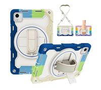 LAHDFKAJ Kids Case For Honor Pad X9 Pro 11.5inch 2024,Multi-Angle Elastic Bracket+360° Adjustable Swivel Hand Strap Three-in-one Shatter-Resistant Shell, Drop-Proof,Shoulder Strap(RAINBOW BLUE)