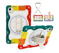 LAHDFKAJ Kids Case For Honor Pad X9 Pro 11.5inch 2024,Multi-Angle Elastic Bracket+360° Adjustable Swivel Hand Strap Three-in-one Shatter-Resistant Shell, Drop-Proof,Shoulder Strap(RAINBOW RED)