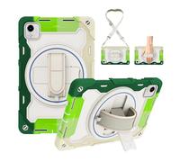 LAHDFKAJ Kids Case For Honor Pad X9a 2025 11.5 inch,Multi-Angle Elastic Bracket+360° Adjustable Swivel Hand Strap Three-in-one Shatter-Resistant Shell, Drop-Proof,Shoulder Strap(RAINBOW GREEN)
