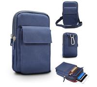 LAHDFKAJ Nylon Crossbody Belt Clip Holster Pouch Bag For iPhone 16/15/14/13/12 Pro Max,For Galaxy S25/S24/S23/S22/S21/S20 Ultra/Pixel 8/7/6 Pro Travel Case(Blue)