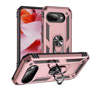 LAHDFKAJ Phone Cover Bundles Compatible with Google Pixel 9A Case, Military Grade Drop Protection Cover 360 Shockproof Heavy Duty Hard Bumper Rugged Mobile Phone Cases with Kickstand Case(Rose gold)