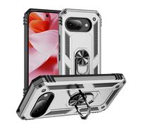 LAHDFKAJ Phone Cover Bundles Compatible with Google Pixel 9A Case, Military Grade Drop Protection Cover 360 Shockproof Heavy Duty Hard Bumper Rugged Mobile Phone Cases with Kickstand Case(Silver)
