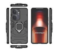 LAHDFKAJ Phone Cover Bundles Compatible With Vivo iQOO Neo 9 Phone Case, Slim Case Stand Kickstand PC & TPU Cover With Holder Case(Black)