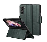 LAHDFKAJ Phone Cover Bundles For Galaxy Z Fold 5 5G Full Body Case,Leather Folio Flip Magnetic Slim Phone Cove, Shockproof Protective Case with Hinge Protection+Kickstand Case(Green)