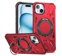 LAHDFKAJ Phone Cover Bundles For iPhone 15 Plus Case,TPU+PC Two-layer Drop Protection Case, Heavy-Duty Protective Case For Wireless Charging Case Kickstand Cover. Case(Red)