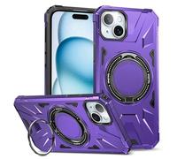LAHDFKAJ Phone Cover Bundles For iPhone 15 Plus Case,TPU+PC Two-layer Drop Protection Case, Heavy-Duty Protective Case For Wireless Charging Case Kickstand Cover. Case(Purple)