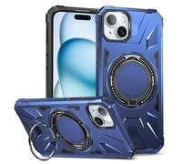 LAHDFKAJ Phone Cover Bundles For iPhone 15 Plus Case,TPU+PC Two-layer Drop Protection Case, Heavy-Duty Protective Case For Wireless Charging Case Kickstand Cover. Case(Blue)