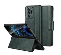 LAHDFKAJ Phone Cover Bundles For OPPO Find N Full Body Case,Leather Folio Flip Magnetic Slim Phone Cove, Shockproof Protective Case with Hinge Protection+Kickstand Case(Green)