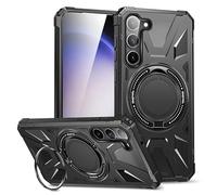 LAHDFKAJ Phone Cover Bundles For Samsung Galaxy S24 Plus Case,TPU+PC Two-layer Drop Protection Case, Heavy-Duty Protective Case For Wireless Charging Case Kickstand Cover. Case(Black)