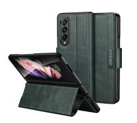 LAHDFKAJ Phone Cover Bundles For Samsung Galaxy Z Fold 4 5G Full Body Case,Leather Folio Flip Magnetic Slim Phone Cove, Shockproof Protective Case with Hinge Protection+Kickstand Case(Green)