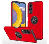LAHDFKAJ Phone Cover Bundles For VIVO Y31 Case,Ultra Slim Military Grade Shockproof Hard PC Heavy Duty Protective Case with [360° Rotatable Kickstand] [In-vehicle function] Case(RED)