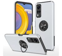 LAHDFKAJ Phone Cover Bundles For VIVO Y31 Case,Ultra Slim Military Grade Shockproof Hard PC Heavy Duty Protective Case with [360° Rotatable Kickstand] [In-vehicle function] Case(Silvery)