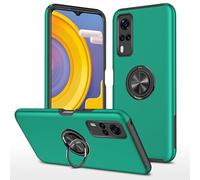 LAHDFKAJ Phone Cover Bundles For VIVO Y31 Case,Ultra Slim Military Grade Shockproof Hard PC Heavy Duty Protective Case with [360° Rotatable Kickstand] [In-vehicle function] Case(Green)