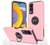 LAHDFKAJ Phone Cover Bundles For VIVO Y31 Case,Ultra Slim Military Grade Shockproof Hard PC Heavy Duty Protective Case with [360° Rotatable Kickstand] [In-vehicle function] Case(ROSE GOLD)