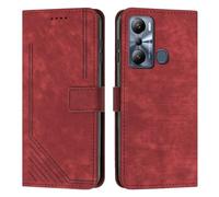 LAHDFKAJ Phone Flip Case Compatible With Infinix Hot 20i Wrist Strap Phone Case Wallet Flip Phone Case Card Slot Holder Flip Cover Phone Case Compatible With Infinix Hot 20i Case Cover(Red)
