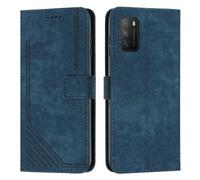 LAHDFKAJ Phone Flip Case Compatible With Xiaomi Poco M3 Wrist Strap Phone Case Wallet Flip Phone Case Card Slot Holder Flip Cover Phone Case Compatible With Xiaomi Poco M3 Case Cover(Blue)