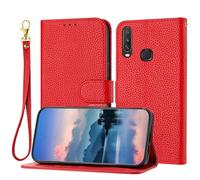 LAHDFKAJ Phone Flip Case Wallet Case For vivo Y12/Y15/Y17/Y11 For Women and Men,Flip Leather Cover with Card Holder, Shockproof TPU Inner Shell Phone Cover & Kickstand Case Cover(Red)