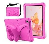 LAHDFKAJ Tablet Cases Compatible with Huawei Mediapad SE 10.1" 2022 Case,Lightweight EVA Kid Friendly Shockproof Protective Case,Shoulder Strap Case Butterfly Kids Case Tablet PC Case(Rose red)