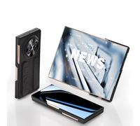 LAHDFKAJ Wristband Compatible with Huawei Mate XTs/XT, Shockproof Flip Folio Case with Built-in Stand & Wrist Strap | Hinge Protection Kickstand Case Full-Body Protective Cover(Black)