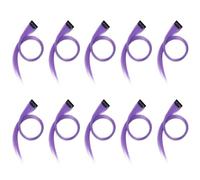 Lahdrhab 10Pcs Rainbow Girl Highlighted Hair Extension Hairpin Long Straight Hair Clip Trimmable for Hair False Hair Lilac