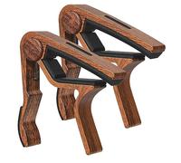 Lahdrhab 2 PCS Electric Guitar Capo Wood Grain Capo + 5 Picks (with Pick Slot) Wood Color Aluminum Alloy + Rubber