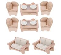 Lahdrhab 2 Set Miniatures Sofa Toy Miniature Ornament Tiny House Sofa Tea Table Sofa Model Tiny Sofa Toy