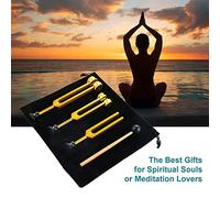 Lahdrhab 3Pack Chakra Tuning Forks (128Hz, 256Hz, 512Hz) Tuning Fork Kit for Healing, Chakra, Sound Therapy, Slider Fork (Gold)