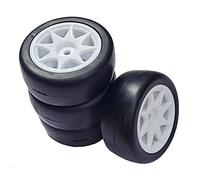 Lahdrhab 4Pcs 58mm Tires 12mm Hex Wheels with Sponge for 1/10 1/12 RC Drift Car 3Racing M5 M04 M05