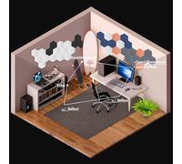 Lahdrhab 8 Pack Self-Adhesive Hexagonal Acoustic Panel,Sound Absorbing Panel for Studios/Recording Studios/Offices,Gray