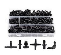 Lahdrhab Barbed Connectors Irrigation Fittings 4mm Drip Irrigation Fittings Black for Vegetable Garden Lawn Flower Pot