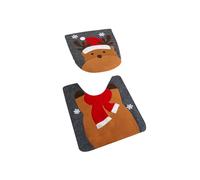 Lahdrhab Christmas Toilet Seat Cover and Rug Set Christmas-Decoration Bathroom Style Easy Install