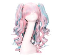 Lahdrhab Cosplay Wig 80cm Anime Clip Color Curly Hair Multi-Color European and American Wig Halloween Wig