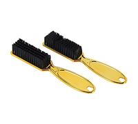 Lahdrhab Fade Brush Comb Scissors Cleaning Brush Barber Shop Skin Fade Vintage Oil Shape Carving Cleaning Brush Gold 2PC