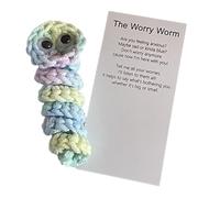 Lahdrhab Handmade Emotional Support Worry Worm Gift, Crochet Worry Worm Inspirational Cares, Cute Knitted Gift C