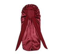 Lahdrhab Women Bonnet Sleeping Hat Long Tail Braid Hair Night Sleep Cap Shower Caps for Sauna Bathing Bonnet Wine Red