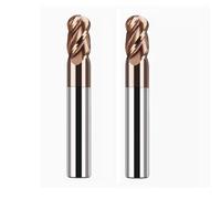 LAHDYFHOE 2 Pcs 4 Flutes Carbide 3/4” Dia 3/4'' Shank Ball Nose End Mill, 4-Edge CNC Milling Bits Cutter Iron-HRC55 - TISIN Coated Bits Set CNC Router Bits (2pcs Ball Nose 3/4” End Mills)