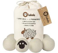 LAHELA 6 Tumble Dryer Balls XXL. Soften Laundry. Reduce Energy, Drying Time, Noise, and Wrinkles. 100% Sheep's Wool from New Zealand. No Chemicals or Plastic. Hand Made in Nepal. White. Unscented