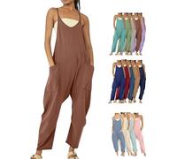 Lahloya Maternity Jumpsuit, Lahloya Pregnancy Jumpsuit, Lahloya Oversized Jumpsuit Cotton Romper (Coffee,Medium)
