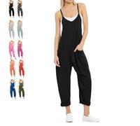 Lahloya Maternity Jumpsuit,Maternity Oversized Jumpsuits Cotton Romper,Causal Jumpsuits Sleeveless Harem Overalls Stretchy (Black,S)