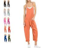 Lahloya Maternity Jumpsuit,Maternity Oversized Jumpsuits Cotton Romper,Causal Jumpsuits Sleeveless Harem Overalls Stretchy (Orange,S)