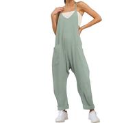 Lahloya Maternity Jumpsuit,Oversized Jumpsuit Maternity & Postpartum,Wide Leg With Pockets (Cyan,XL)