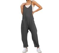 Lahloya Maternity Jumpsuit,Oversized Jumpsuit Maternity & Postpartum,Wide Leg With Pockets (Dark Gray,XL)