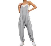 Lahloya Maternity Jumpsuit,Oversized Jumpsuit Maternity & Postpartum,Wide Leg With Pockets (Gray,L)