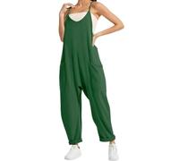 Lahloya Maternity Jumpsuit,Oversized Postpartum Jumpsuit, Casual Loose Adjustable Shoulder Straps Sleeveless Rompers With Front Pocket Pregnancy Outfits,For Maternity & Postpartum(Dark Green,M)