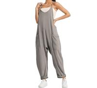 Lahloya Maternity Jumpsuit,Oversized Postpartum Jumpsuit, Casual Loose Adjustable Shoulder Straps Sleeveless Rompers With Front Pocket Pregnancy Outfits,For Maternity & Postpartum(Light Gray,S)