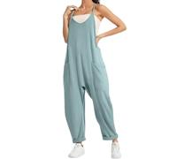 Lahloya Maternity Jumpsuit,Oversized Postpartum Jumpsuit, Casual Loose Adjustable Shoulder Straps Sleeveless Rompers With Front Pocket Pregnancy Outfits,For Maternity & Postpartum(Light Green,S)