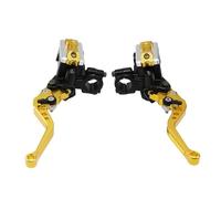 LAHMNR Motorcycle Brake Clutch Levers Brake Clutch Pump Master Cylinder Motorcycle Lever Handlebar Hydraulic Clutch 22 Mm(Set Gold)